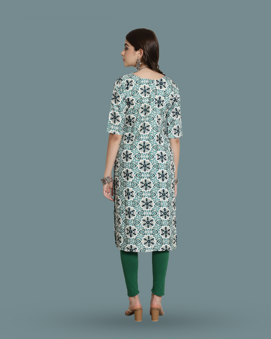 Green Meadow Floral Kurta
