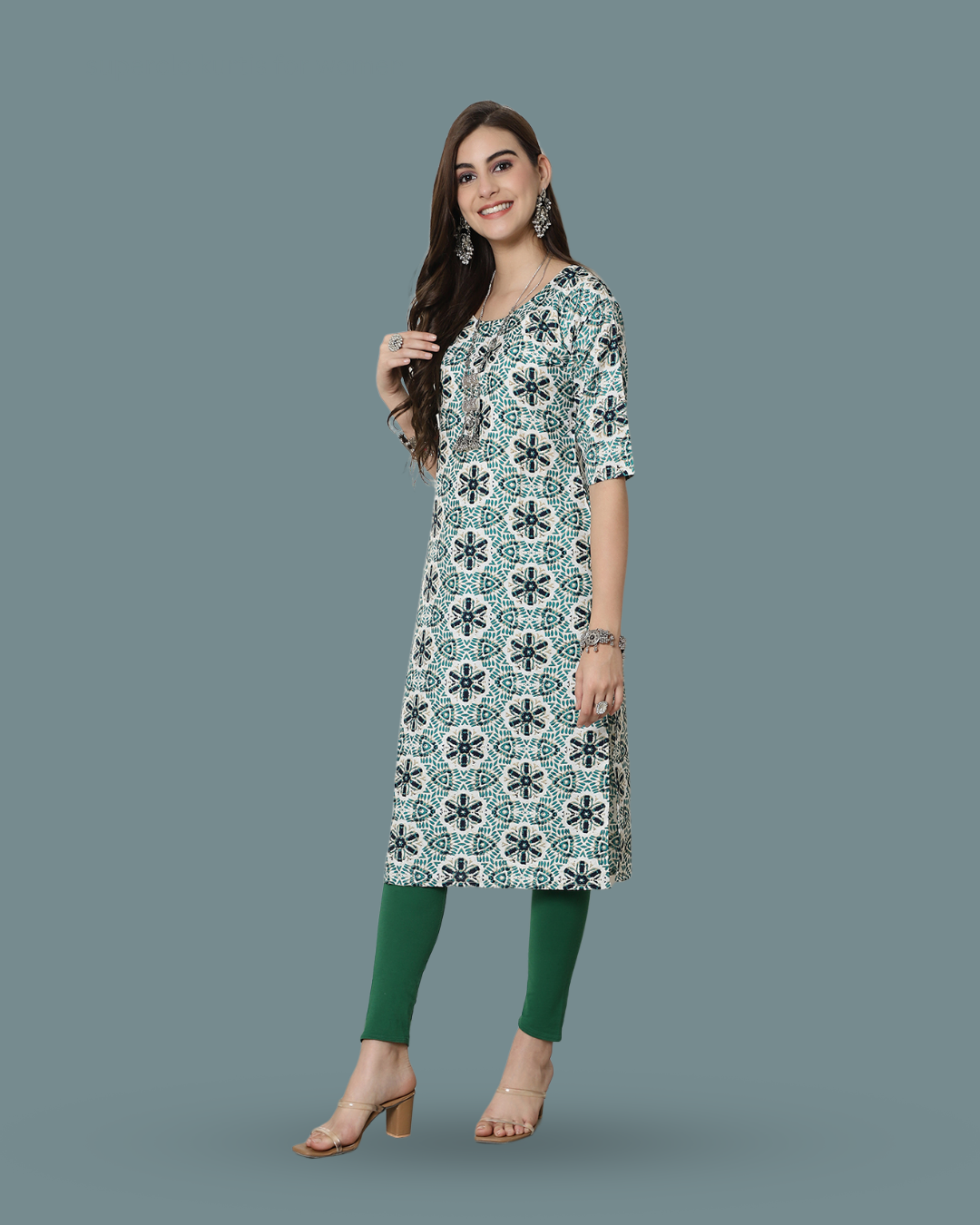 Green Meadow Floral Kurta