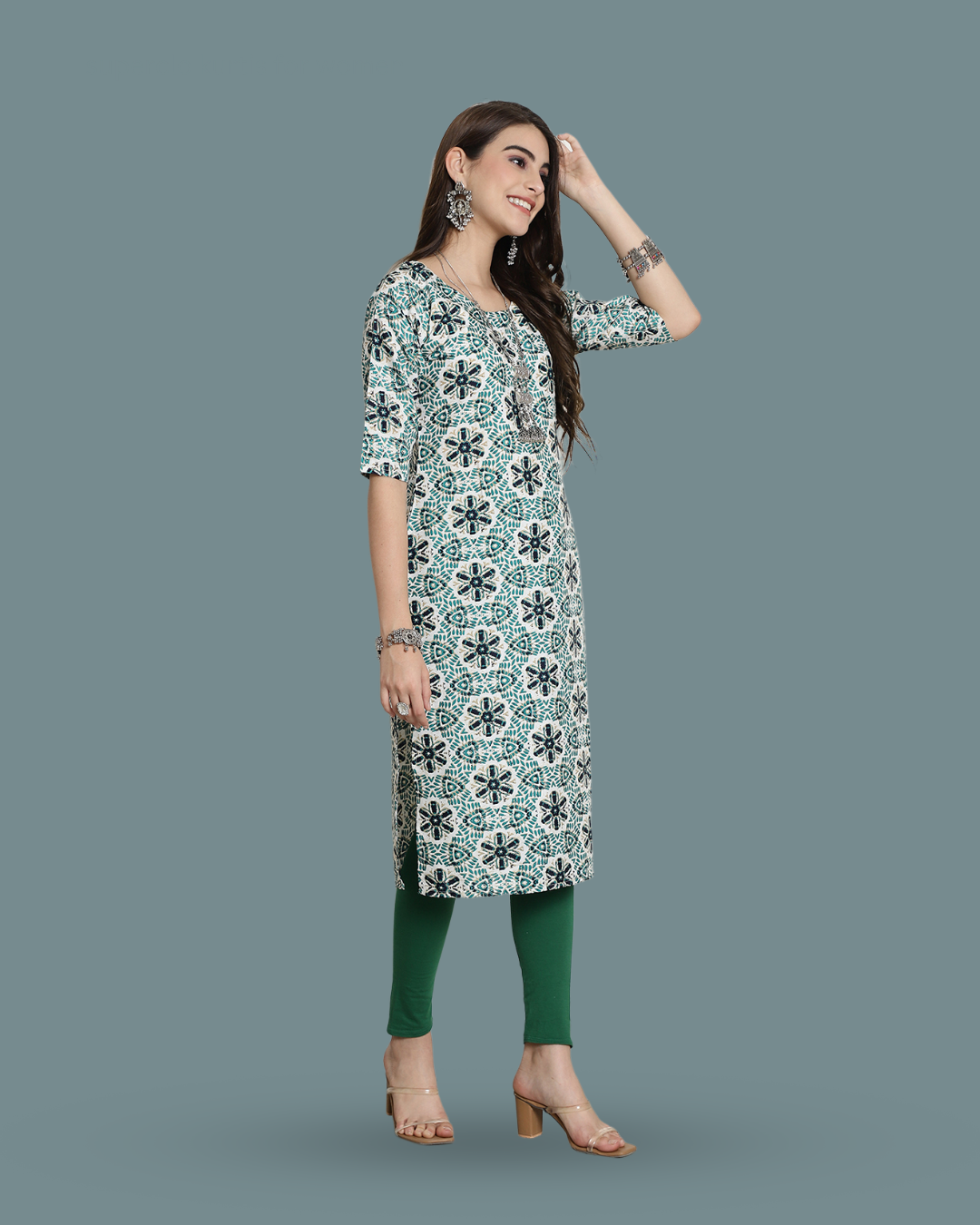 Green Meadow Floral Kurta