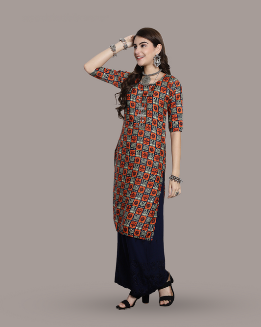 Charcoal and Sunset Kurta