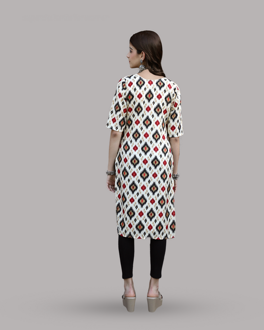 Pearl White Printed Kurta