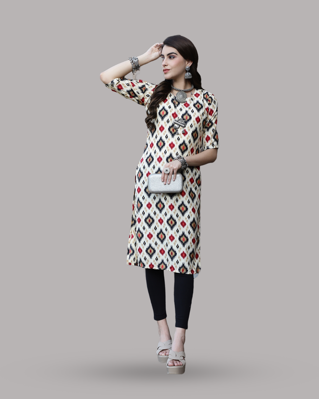 Pearl White Printed Kurta