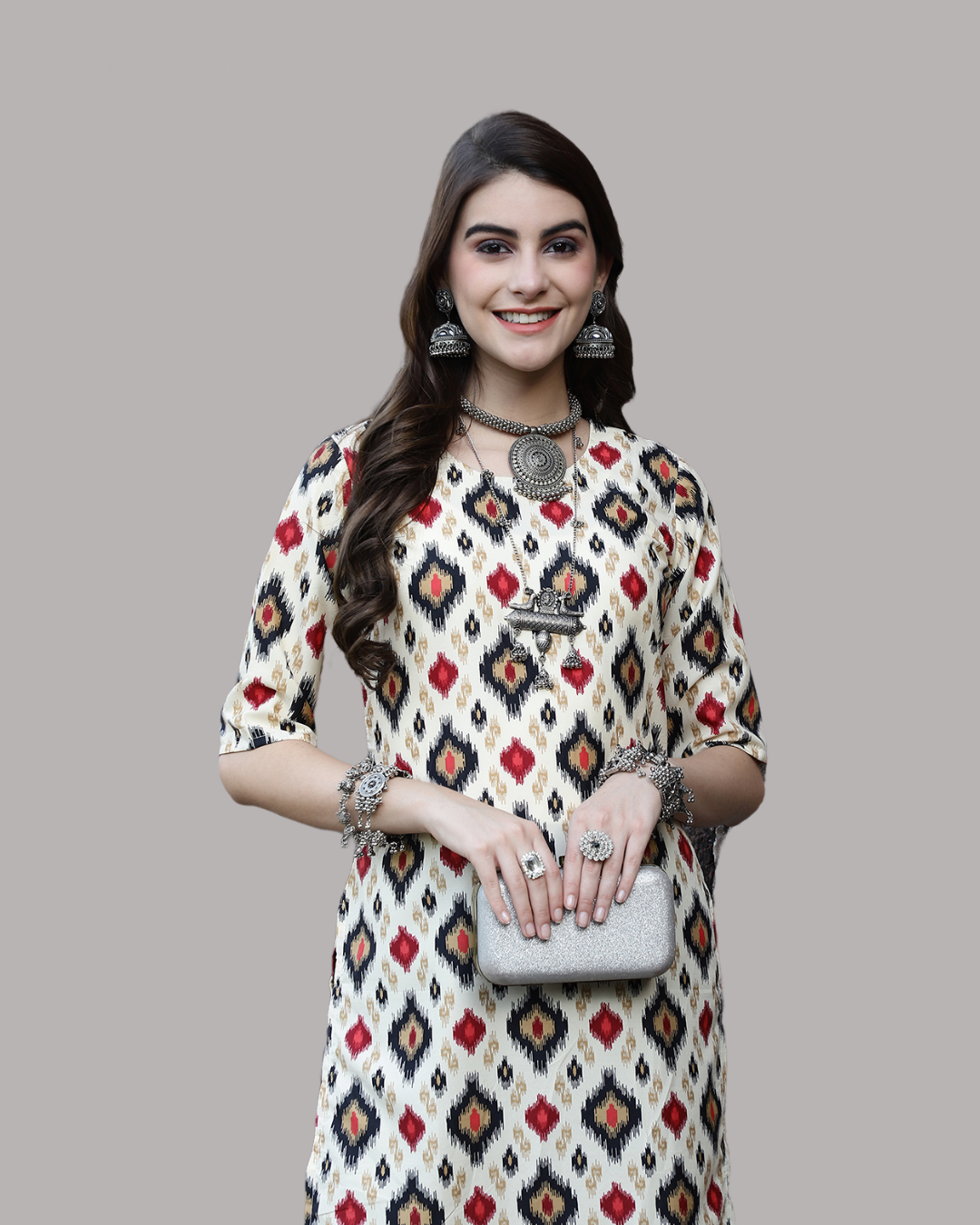 Pearl White Printed Kurta