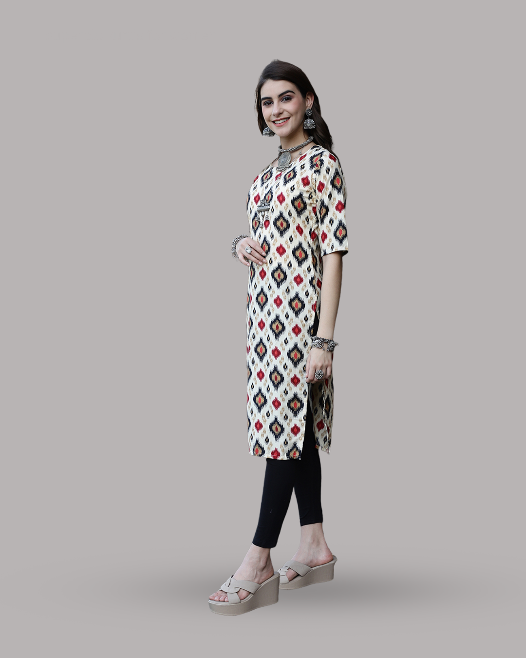 Pearl White Printed Kurta
