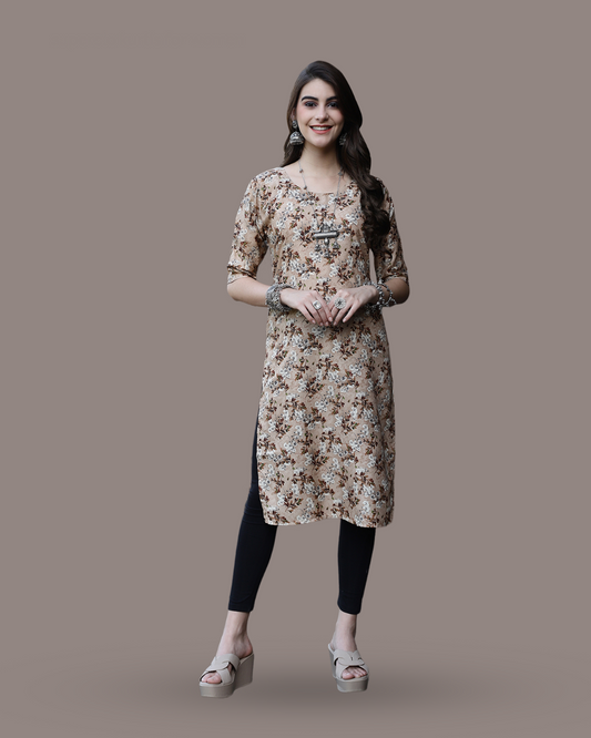 Coffee Petal Printed Kurta