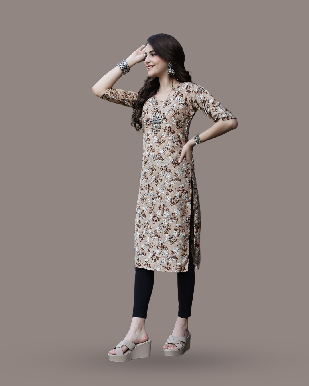 Coffee Petal Printed Kurta