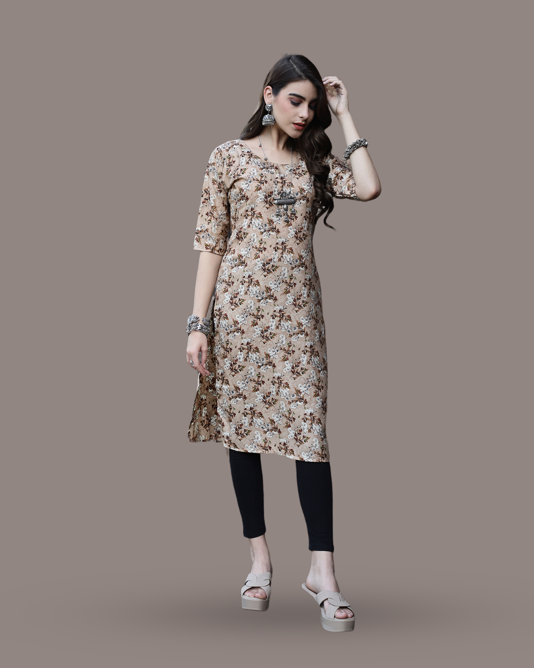 Coffee Petal Printed Kurta