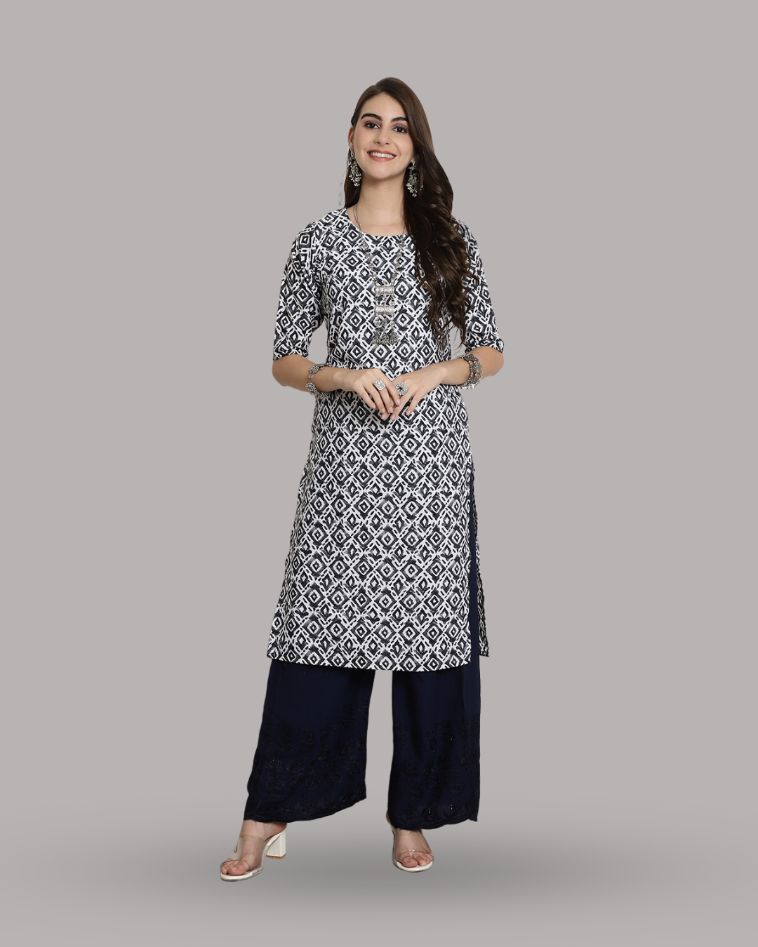 Charcoal Charm Printed Kurta