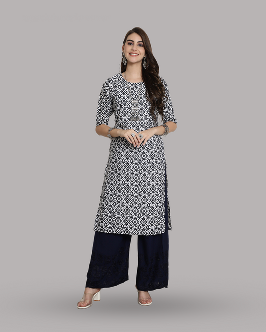 Charcoal Charm Printed Kurta