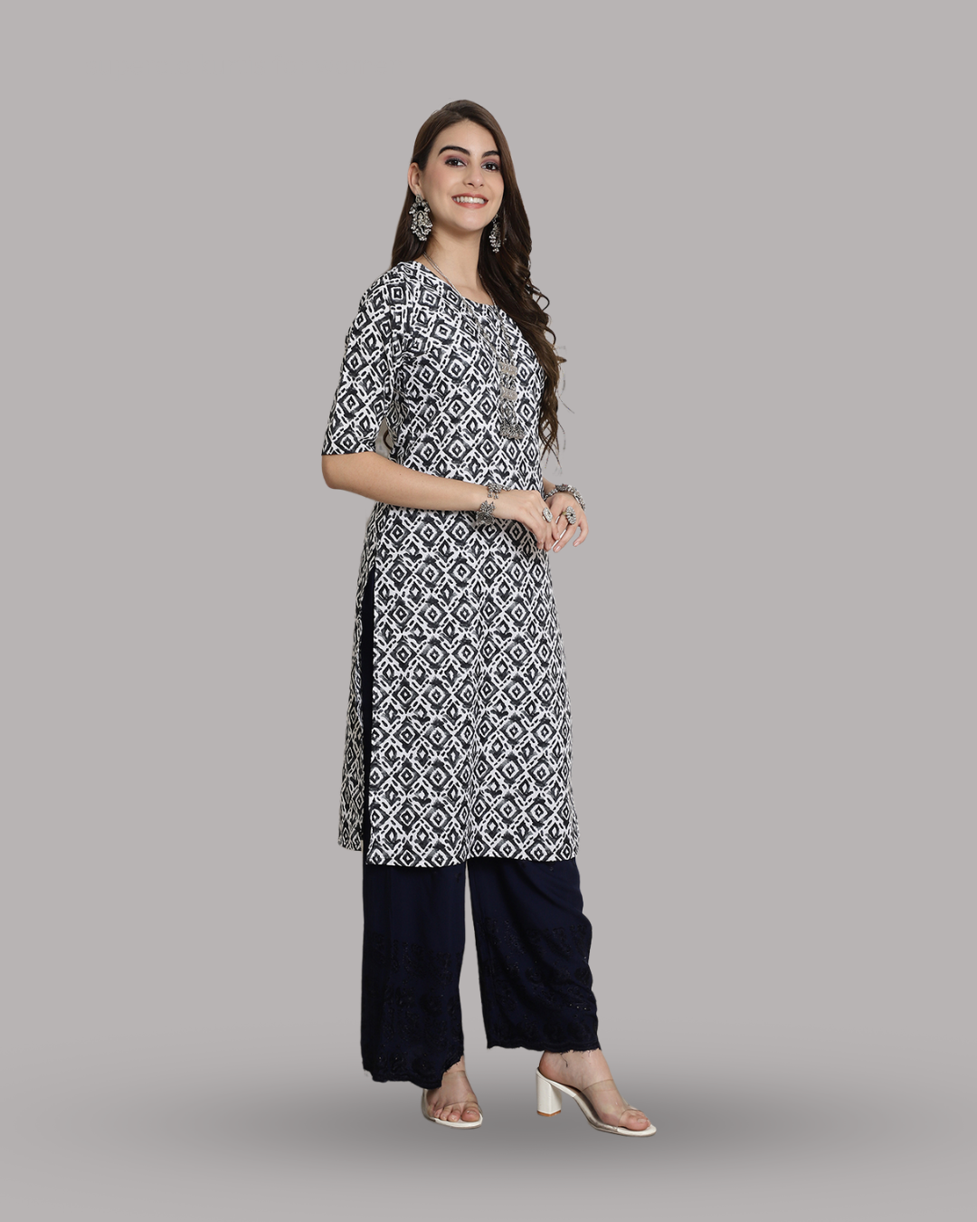 Charcoal Charm Printed Kurta