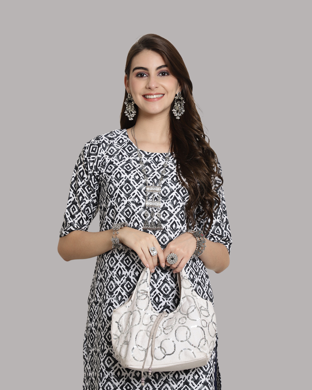 Charcoal Charm Printed Kurta