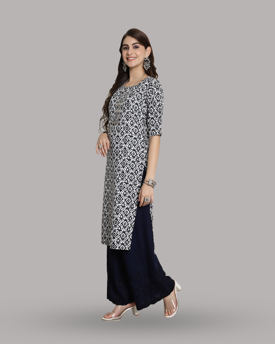 Charcoal Charm Printed Kurta