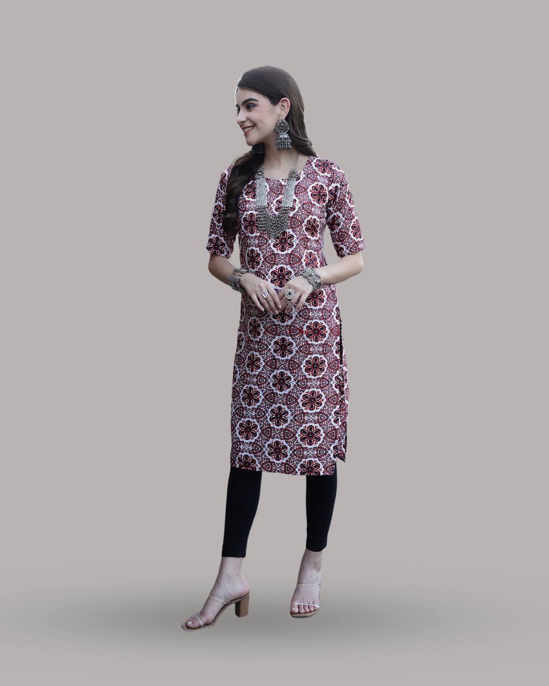 Mystic Maroon Circles Kurta