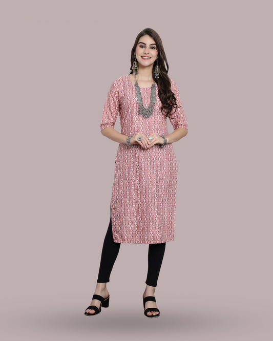 Dusty Rose Printed Kurta