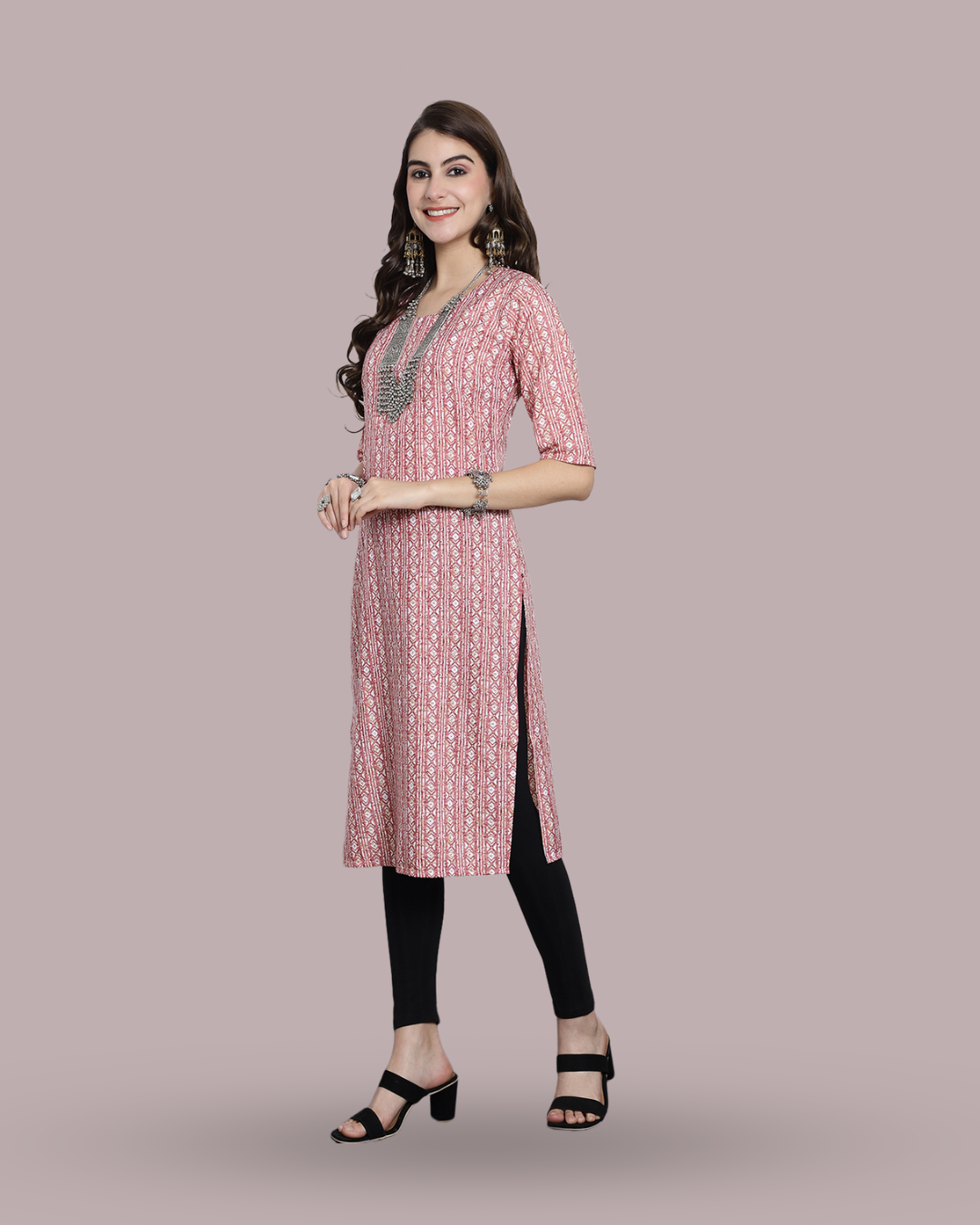 Dusty Rose Printed Kurta