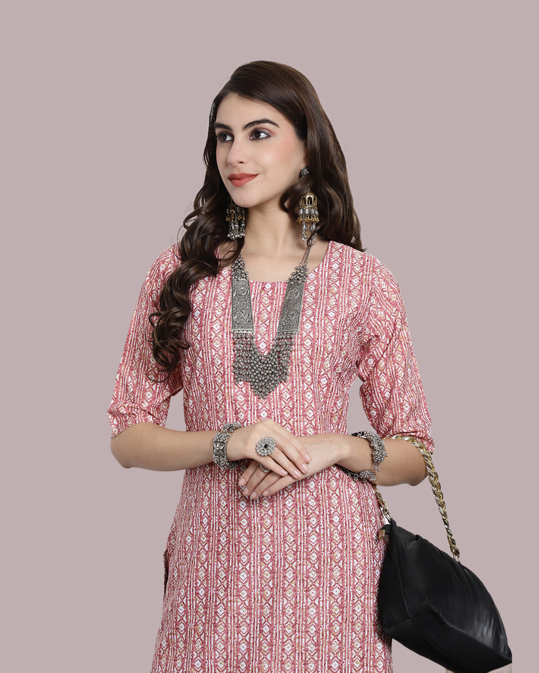 Dusty Rose Printed Kurta