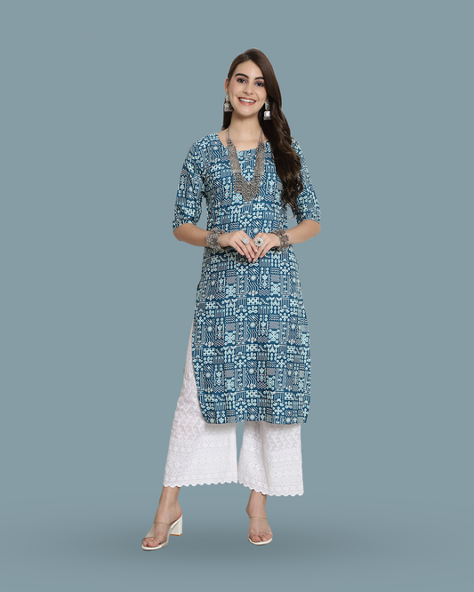 Sky Blue Fantasy Printed Kurta