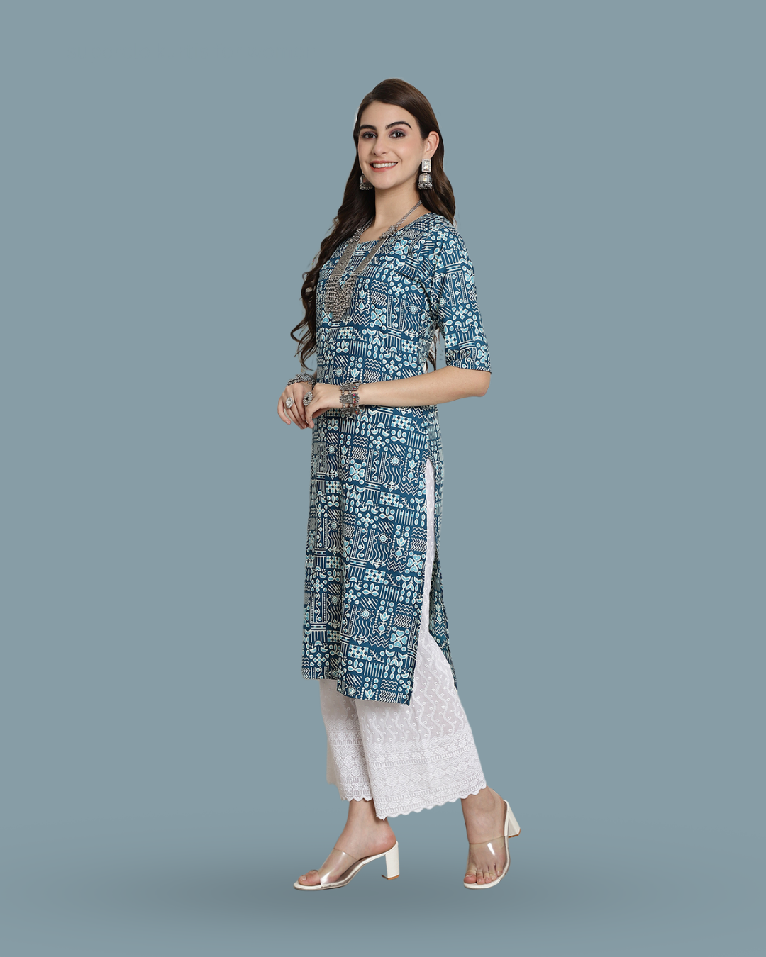 Sky Blue Fantasy Printed Kurta