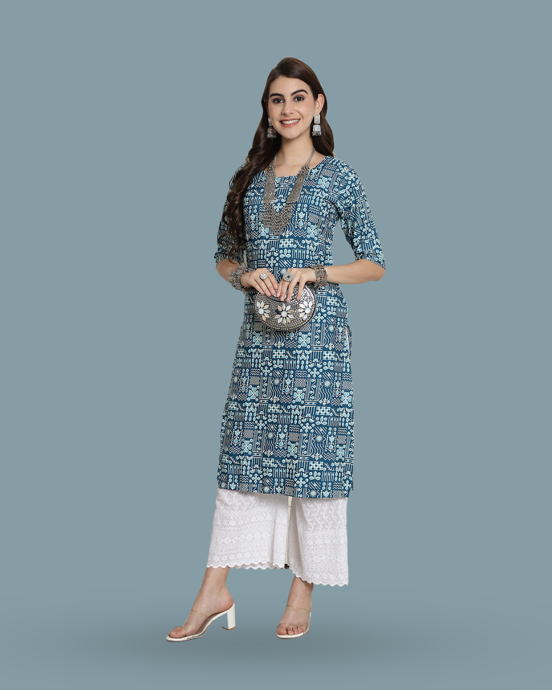 Sky Blue Fantasy Printed Kurta