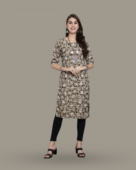 Hazelnut Blossom Printed Kurta