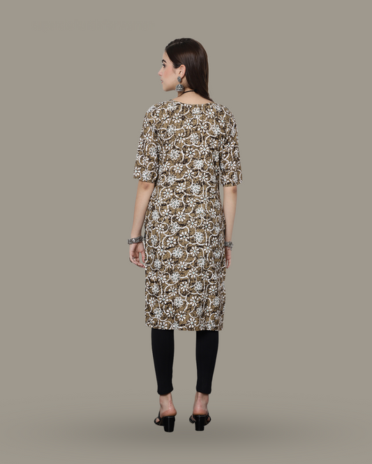 Hazelnut Blossom Printed Kurta