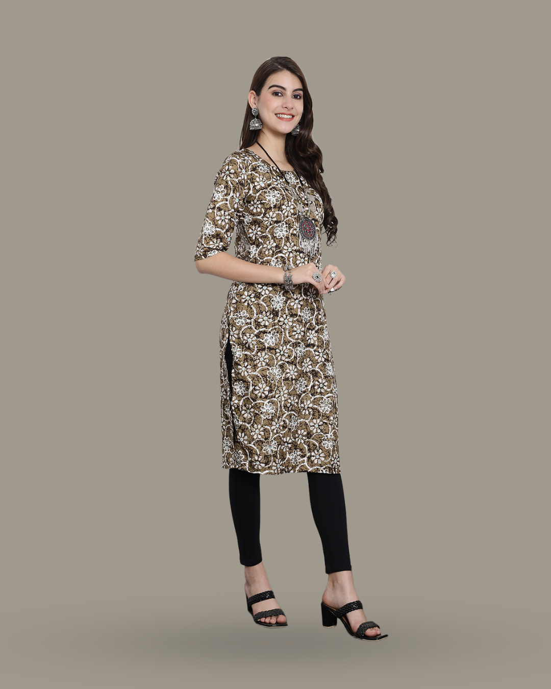 Hazelnut Blossom Printed Kurta