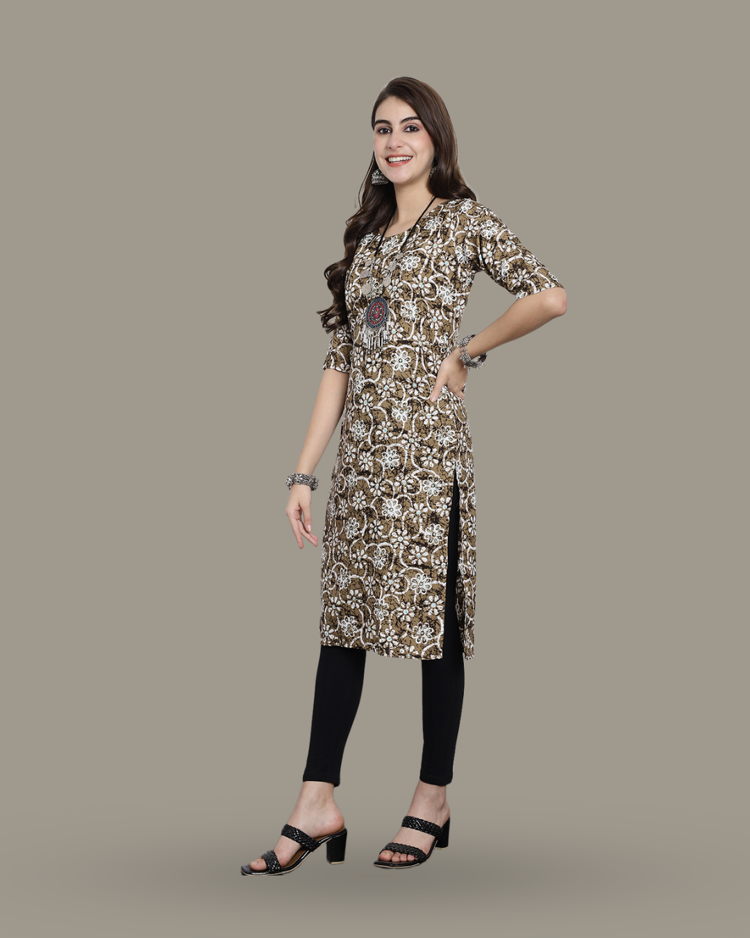 Hazelnut Blossom Printed Kurta