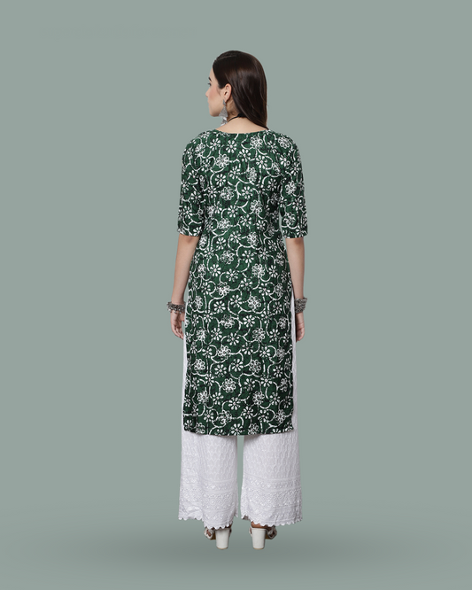 Jungle Green Printed Kurta