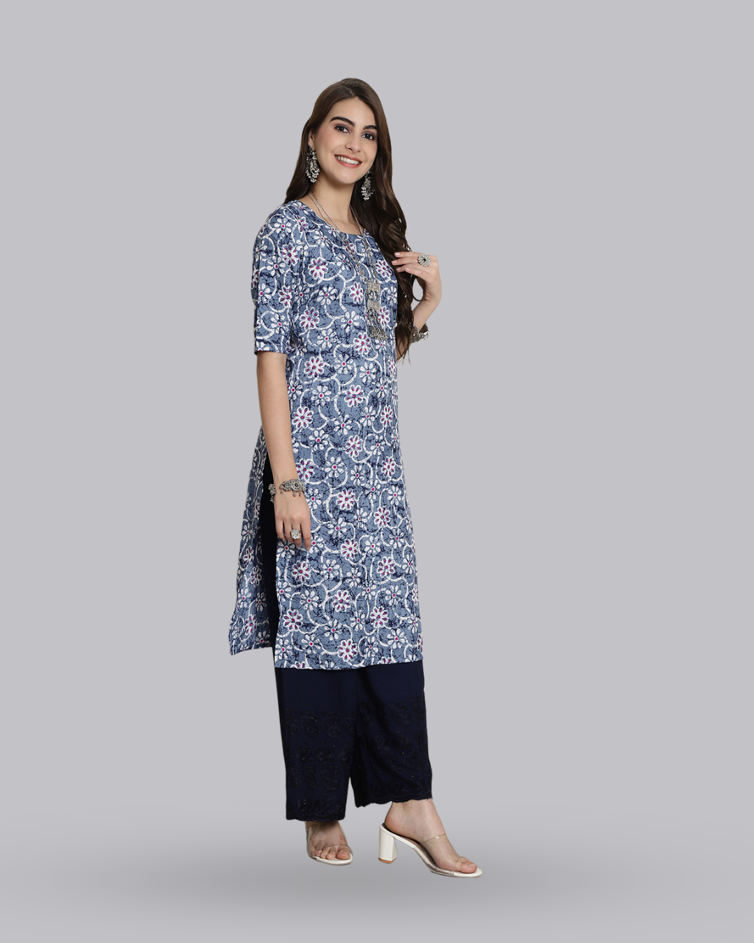 Oceanic Floral Print Kurta