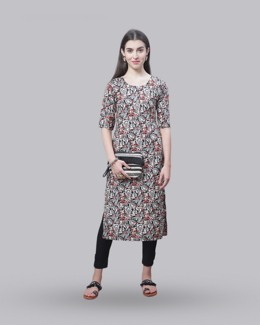 Grey with Red Accent Kurta