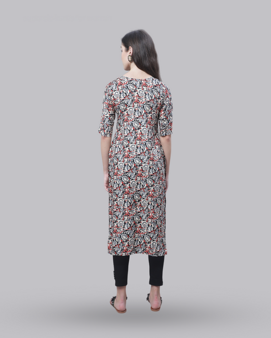 Grey with Red Accent Kurta