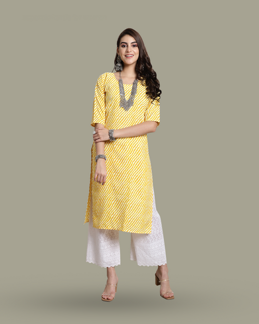 Golden Glow Leheriya Kurta