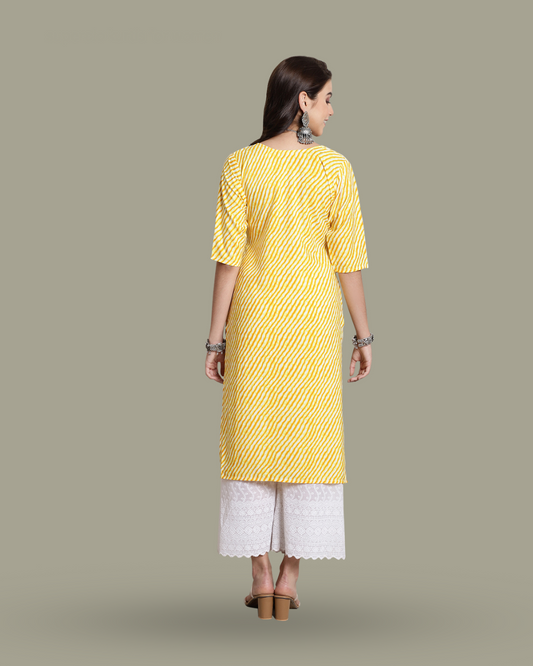 Golden Glow Leheriya Kurta