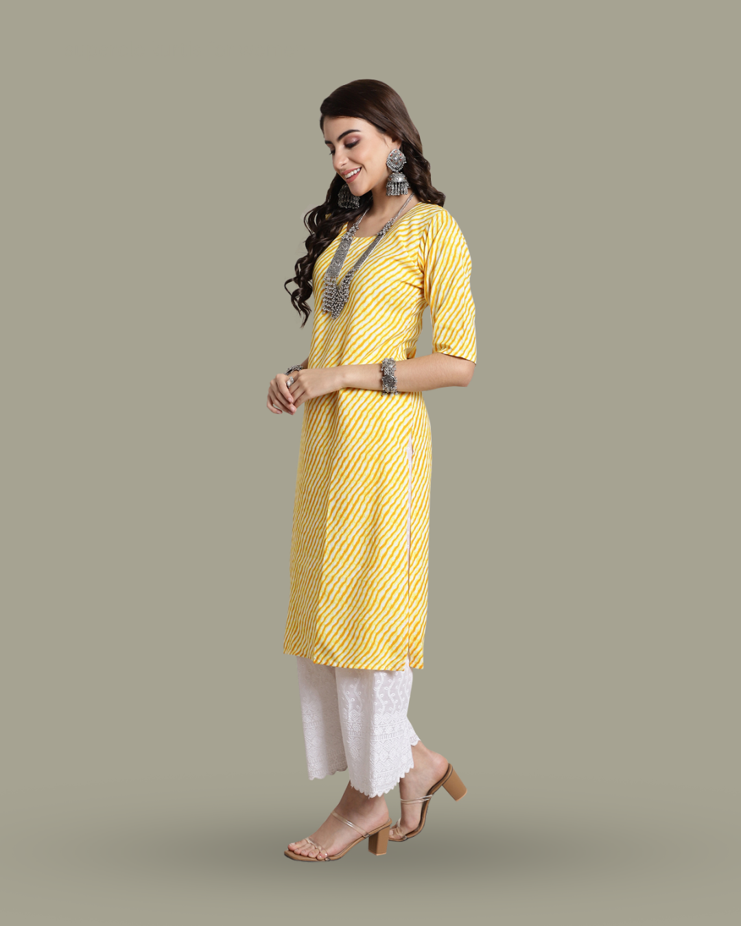 Golden Glow Leheriya Kurta