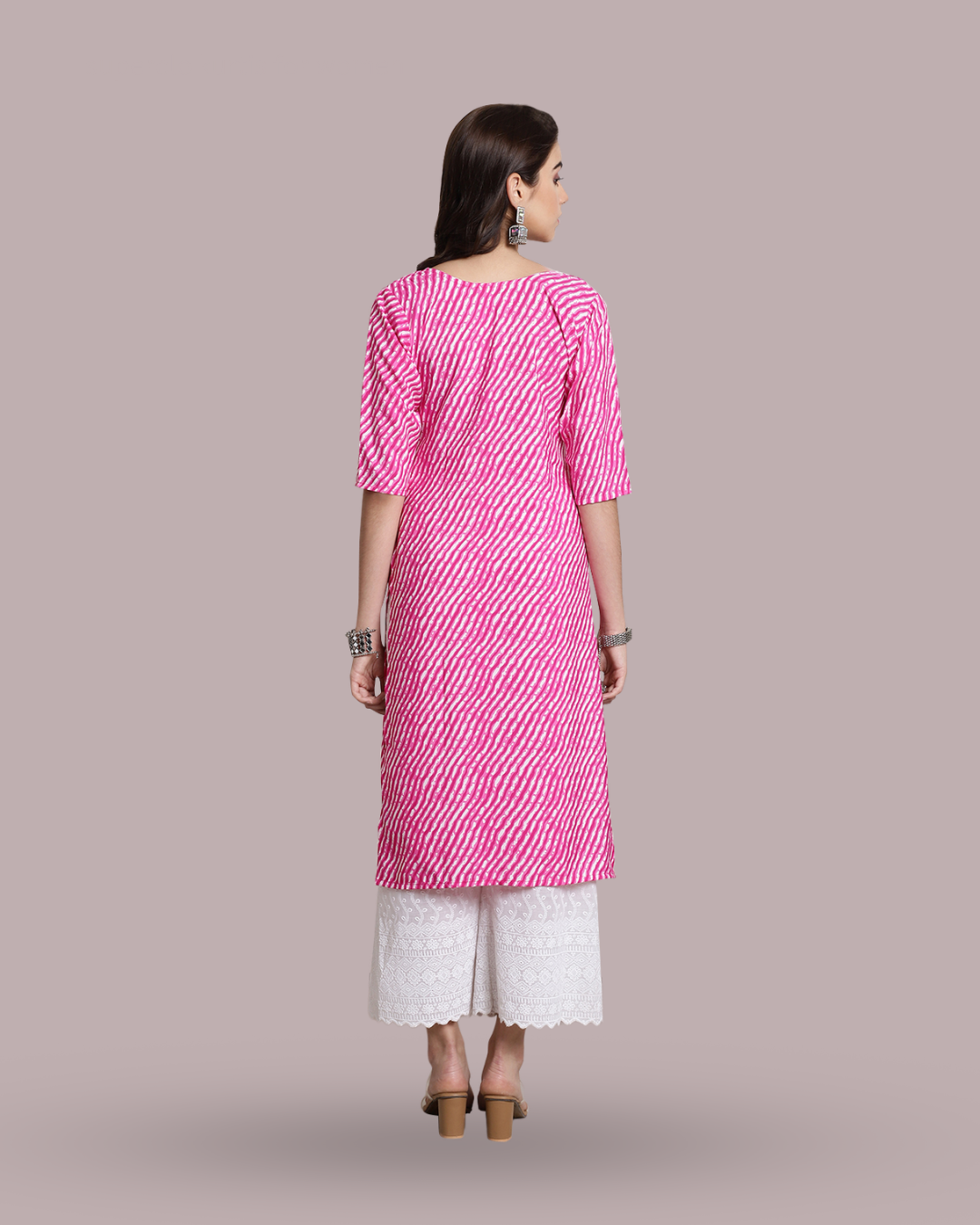 Soft Pink Leheriya Kurta