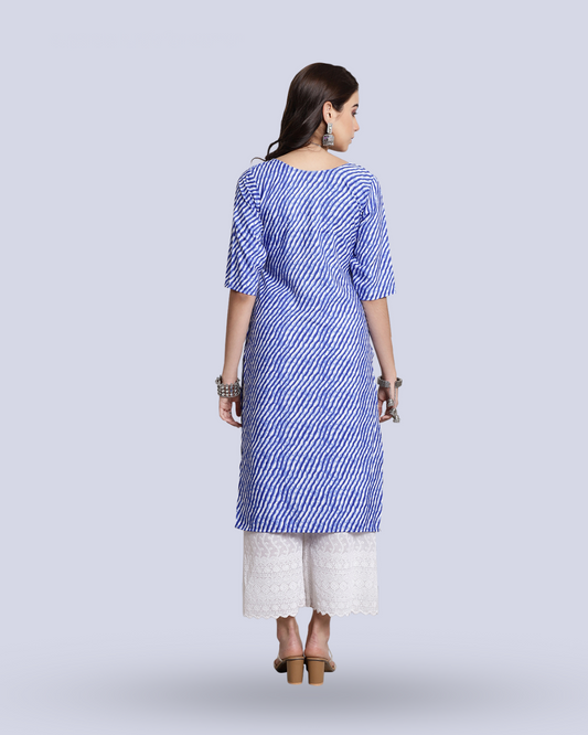 Blue Charm Leheriya Kurta