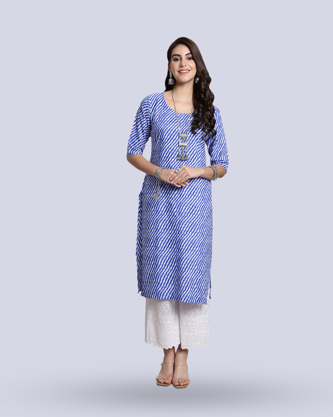 Blue Charm Leheriya Kurta