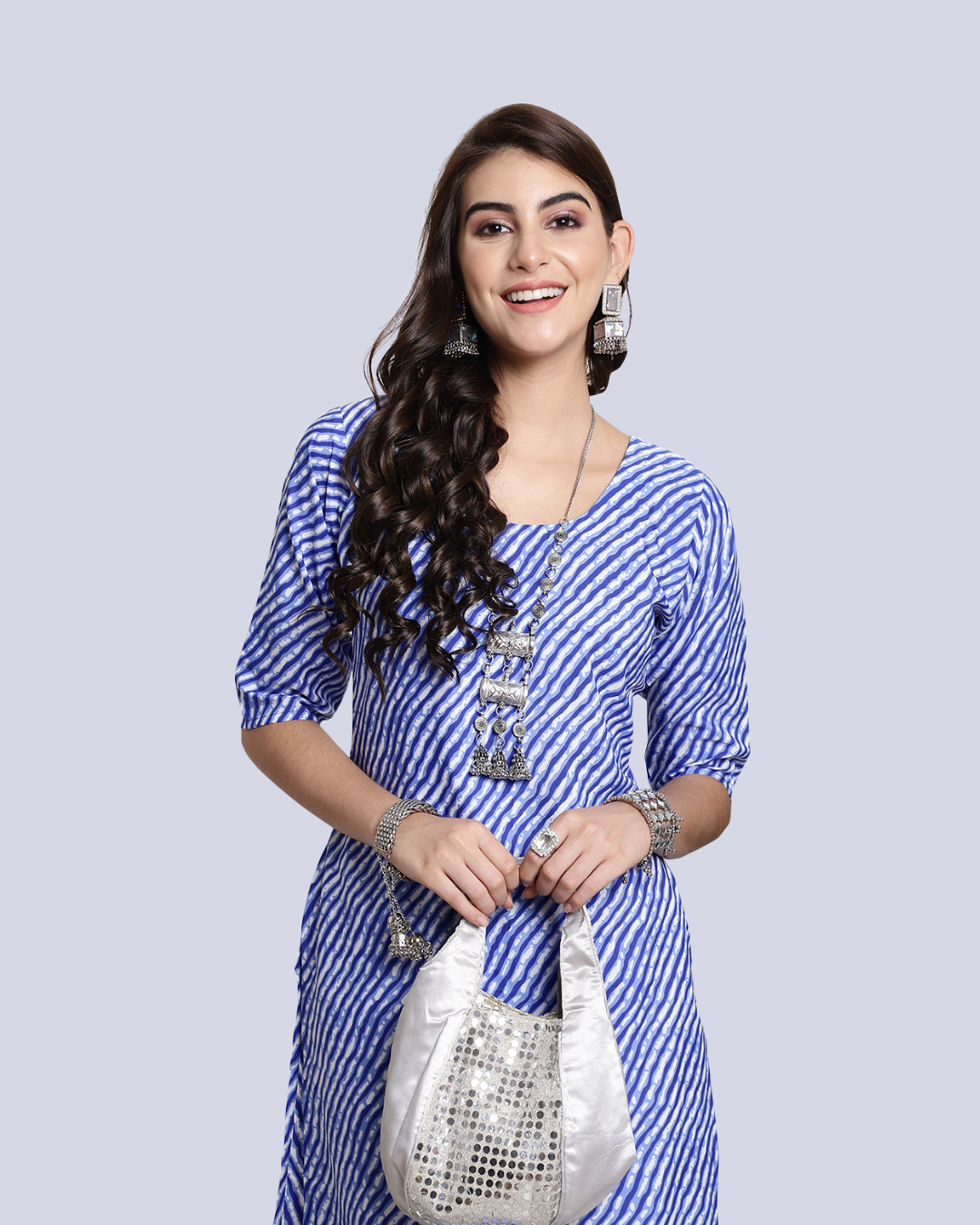 Blue Charm Leheriya Kurta