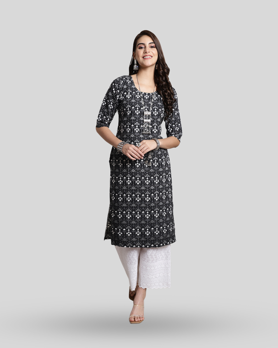 Chic Black Print Kurta