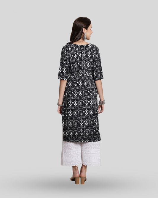 Chic Black Print Kurta