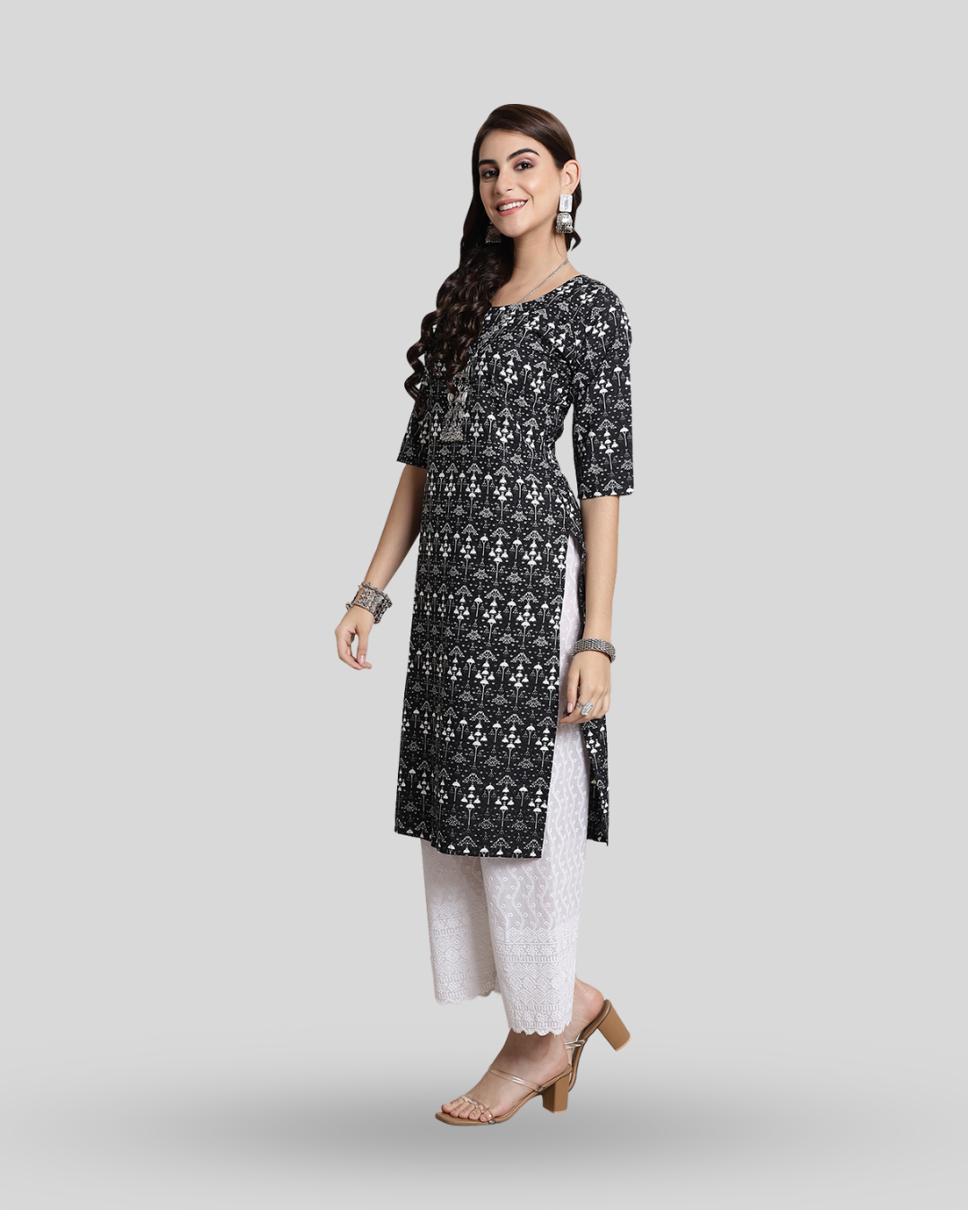 Chic Black Print Kurta