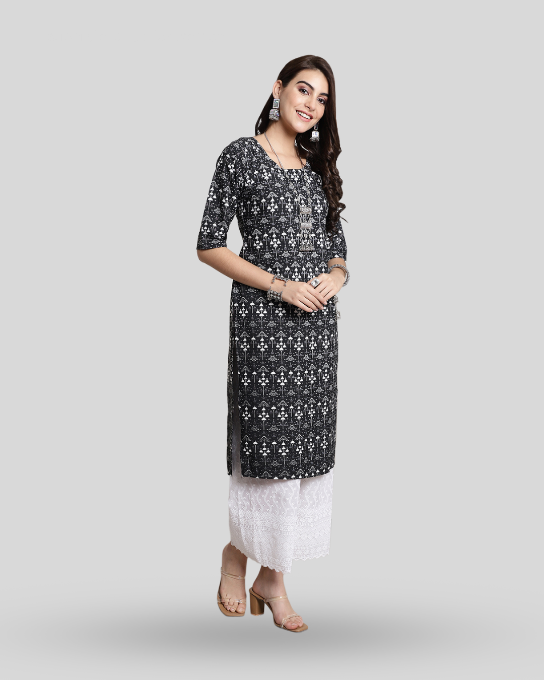 Chic Black Print Kurta