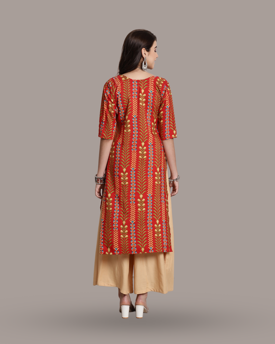 Nature Inspired Orange Print Kurta