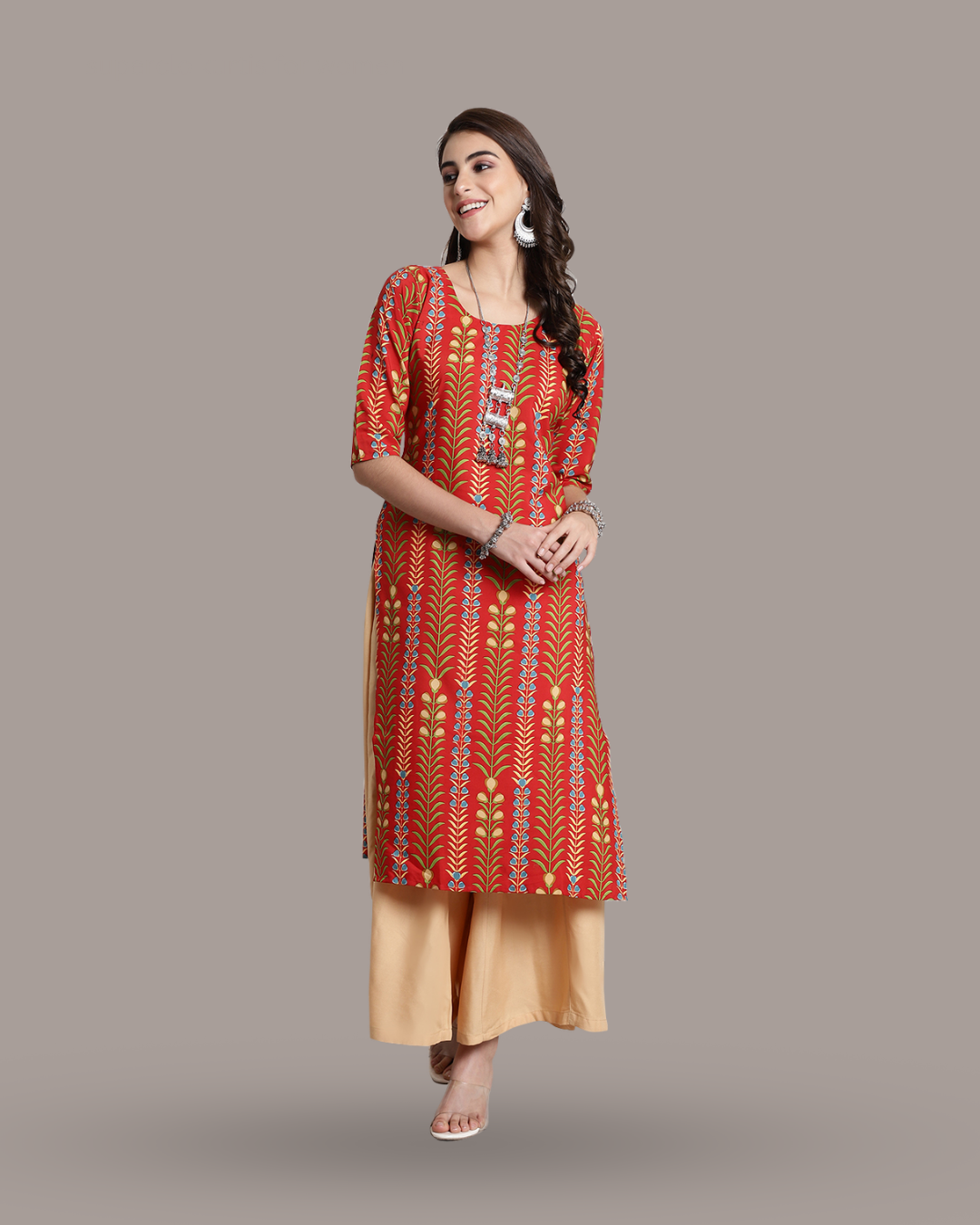Nature Inspired Orange Print Kurta