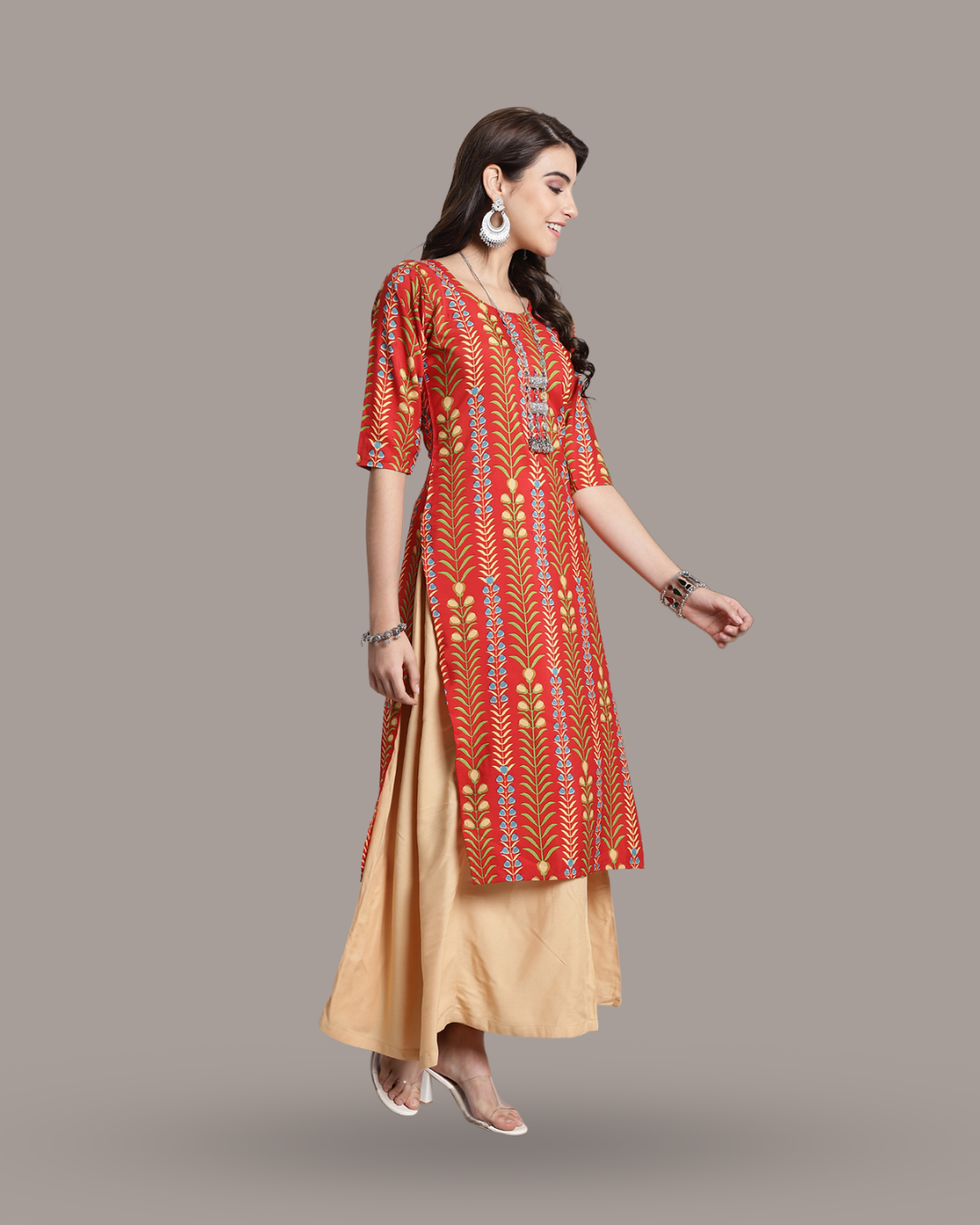 Nature Inspired Orange Print Kurta