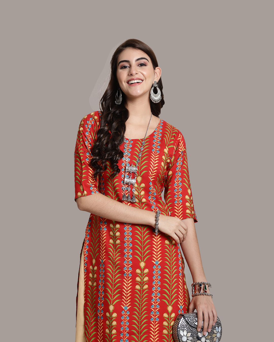 Nature Inspired Orange Print Kurta