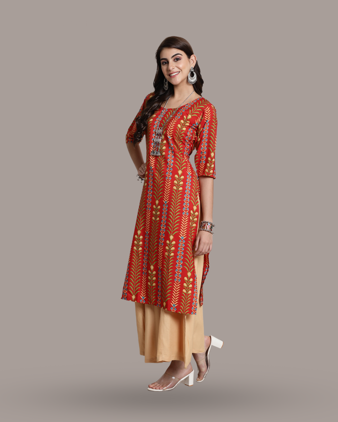 Nature Inspired Orange Print Kurta