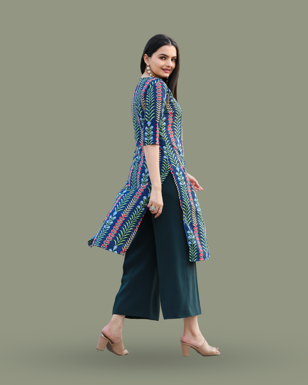 Nature Inspired Blue Print Kurta