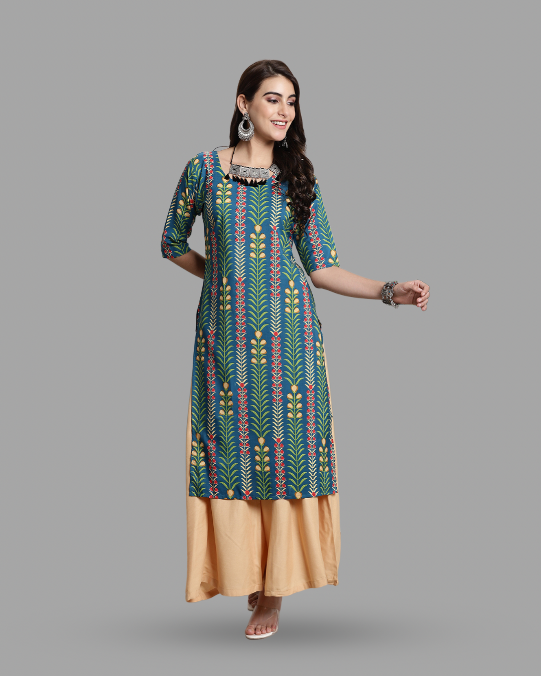 Nature Inspired Green Print Kurta