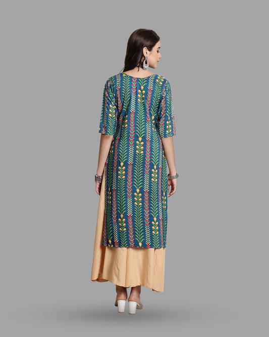 Nature Inspired Green Print Kurta